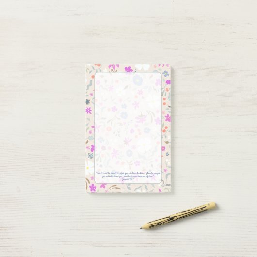 Ditsy Flowers Pattern Hand-illustrated Scripture ポストイット (デスク上)