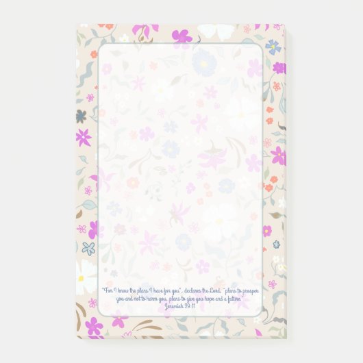 Ditsy Flowers Pattern Hand-illustrated Scripture ポストイット (正面)