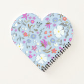 Ditsy Pop Floral Art Monogrammed Heart Shape ノートブック (裏面)