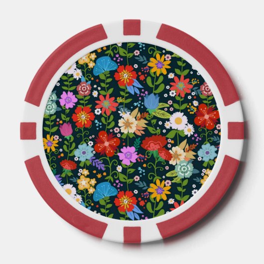 Ditsy seamless Flowers Pattern-13554 ポーカーチップ (正面)