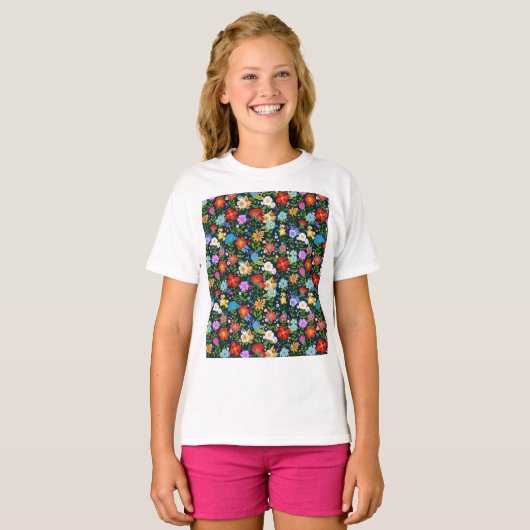 Ditsy seamless Flowers Pattern-13554 Tシャツ (正面フル)