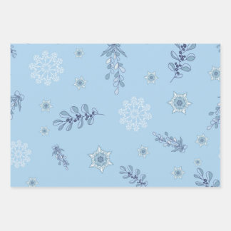Ditsy Snowflake pattern backgrounds textures ラッピングペーパーシート