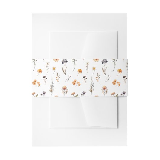 Ditsy Sunflowers & Wildflowers Fall Wedding 招待状ベリーバンド (正面例)