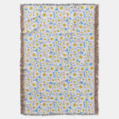 Ditzyホワイトデイジーオンスカイブルー背景 スローブランケット (正面縦)