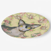 Ditzy花のSphynx猫の鳩のパーティー ペーパープレート (アングル)