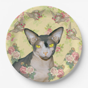 Ditzy花のSphynx猫の鳩のパーティー ペーパープレート