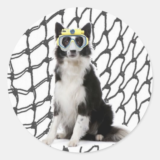 Ditzy Dogs~オリジナルステッカー縁ど~Collie ラウンドシール (正面)