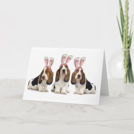 Ditzy Dogs~Original Notecard~Basset Hounds~Easter シーズンカード (正面)