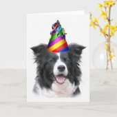 Ditzy Dogs~Original Notecard~Border Collie~B'day カード (黄色い花)