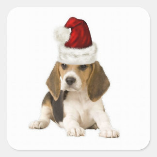 Ditzy Dogs~Original Sticker~Beagle~Christmas スクエアシール