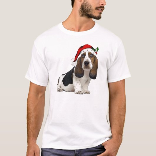 Ditzy Dogs~Original Tee~Bassett Hound~Christmas Tシャツ (正面)