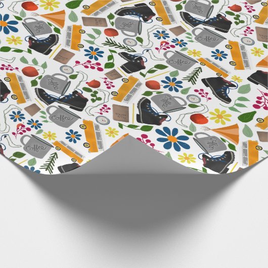 Ditzy Whimsical Hiking Pattern ラッピングペーパー (角)