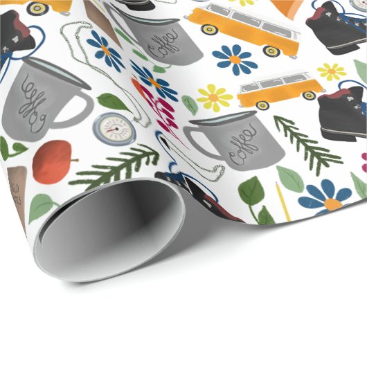 Ditzy Whimsical Hiking Pattern ラッピングペーパー (ロールコーナー)