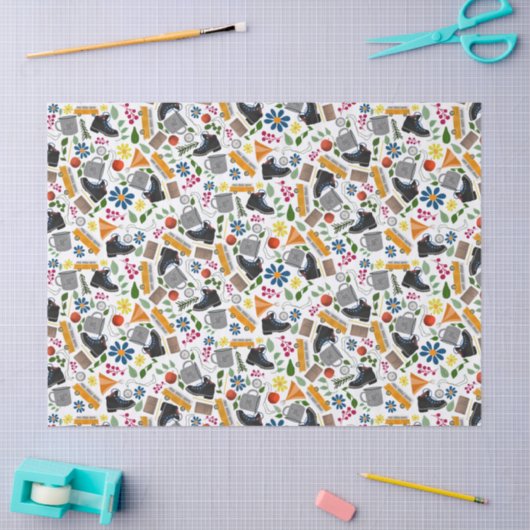 Ditzy Whimsical Hiking Pattern | Folk Art Outdoor 薄葉紙 (クラフト)