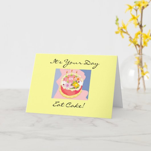 Divaの45番目のお誕生日ケーキグリーティングカード カード (黄色い花)