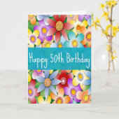 Divaの50th Birthday Card for Baby Boomers カード (黄色い花)
