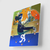 DIVAインブルー，美しいファッションモノグラム スクエア壁時計 (傾斜)