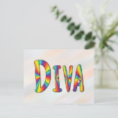 DIVAゲイプライドレインボーフラッグ素晴らしいLGBT LGBTQ ポストカード (スタンド正面)