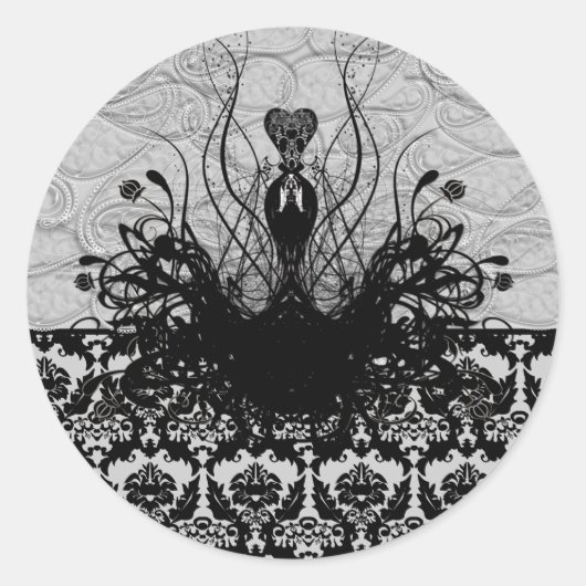 Divaファッションシール – 黒と灰色 ラウンドシール (正面)