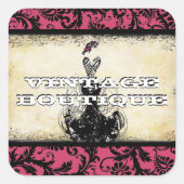 Divaファッションステッカーオレンジレトロドット スクエアシール (正面)