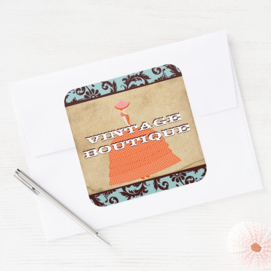 Divaファッションステッカーオレンジレトロドット スクエアシール (封筒)