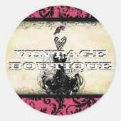 Divaファッションステッカーオレンジレトロドット ラウンドシール (正面)