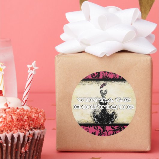 Divaファッションステッカーオレンジレトロドット ラウンドシール (パーティー)