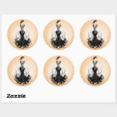 Divaファッションステッカーオレンジレトロドット ラウンドシール (シート)