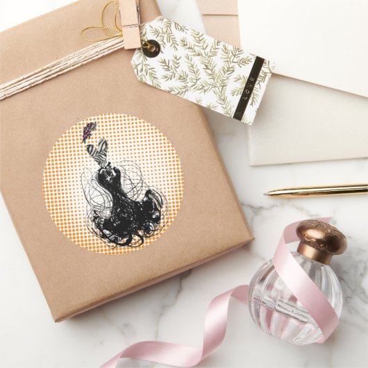 Divaファッションステッカーオレンジレトロドット ラウンドシール (ギフト)