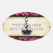 Divaファッションステッカーオレンジレトロドット 楕円形シール (正面)