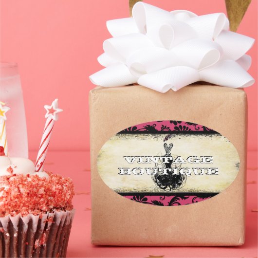 Divaファッションステッカーオレンジレトロドット 楕円形シール (パーティー)