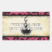 Divaファッションステッカーオレンジレトロドット 長方形シール (正面)