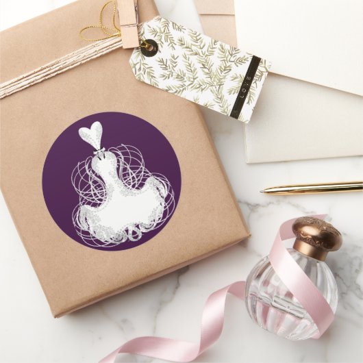 Divaファッションステッカーホワイトドレス ラウンドシール (ギフト)