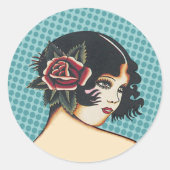 Divaファッションステッカー – 青いドット ラウンドシール (正面)