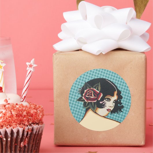 Divaファッションステッカー – 青いドット ラウンドシール (パーティー)