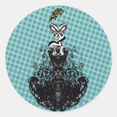 Divaファッションステッカー – 青いドット ラウンドシール (正面)