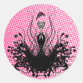 Divaファッションステッカー – Raspberry Hot Bright Pink ラウンドシール (正面)