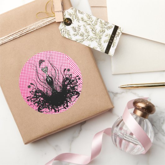 Divaファッションステッカー – Raspberry Hot Bright Pink ラウンドシール (ギフト)