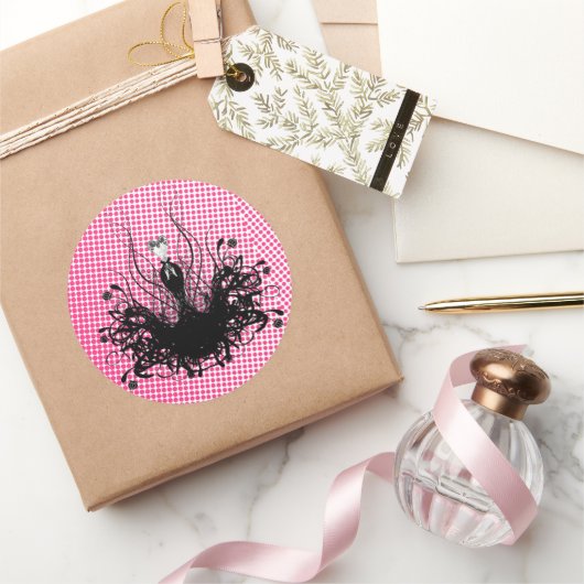 Divaファッションステッカー – Raspberry Hot Bright Pink ラウンドシール (ギフト)