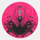 Divaファッションステッカー – Raspberry Hot Bright Pink ラウンドシール (正面)