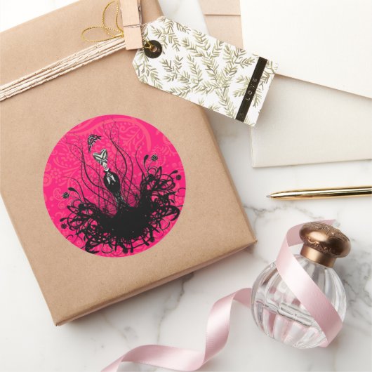 Divaファッションステッカー – Raspberry Hot Bright Pink ラウンドシール (ギフト)