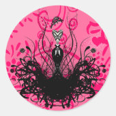Divaファッションステッカー – Raspberry Hot Bright Pink ラウンドシール (正面)