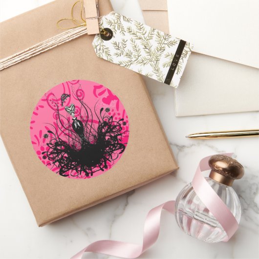 Divaファッションステッカー – Raspberry Hot Bright Pink ラウンドシール (ギフト)