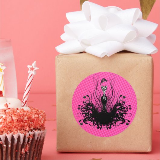 Divaファッションステッカー – Raspberry Hot Bright Pink ラウンドシール (パーティー)