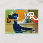 DIVAブルーモノグラム美しいサロン、メイクアップアーティスト 名刺 (裏面)