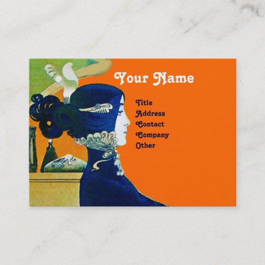 DIVAブルーモノグラム美しいサロン、メイクアップアーティスト 名刺 (正面)