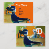 DIVAブルーモノグラム美しいサロン、メイクアップアーティスト 名刺 (正面/裏面)