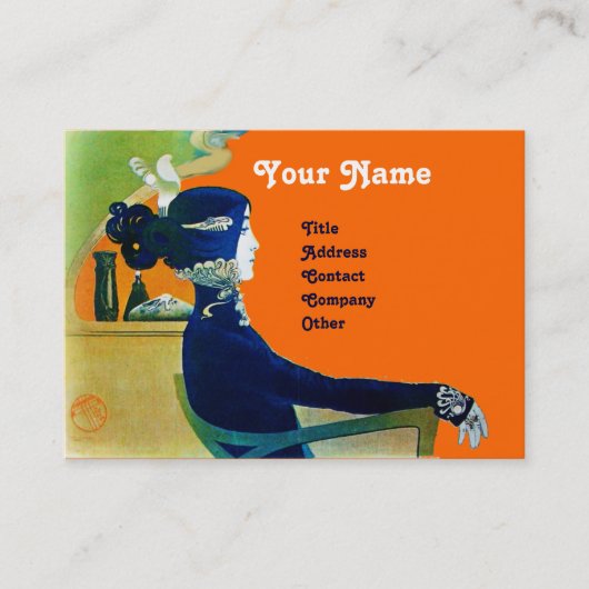 DIVAブルーモノグラム美しいサロン、メイクアップアーティスト 名刺 (正面)