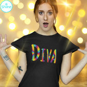 DIVA素晴らしいサッシキャンピングレインボーカラーアルファベット Tシャツ