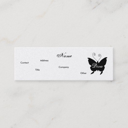 Diva蝶プロファイルカード – カスタマイズ可能 スキニー名刺 (正面)